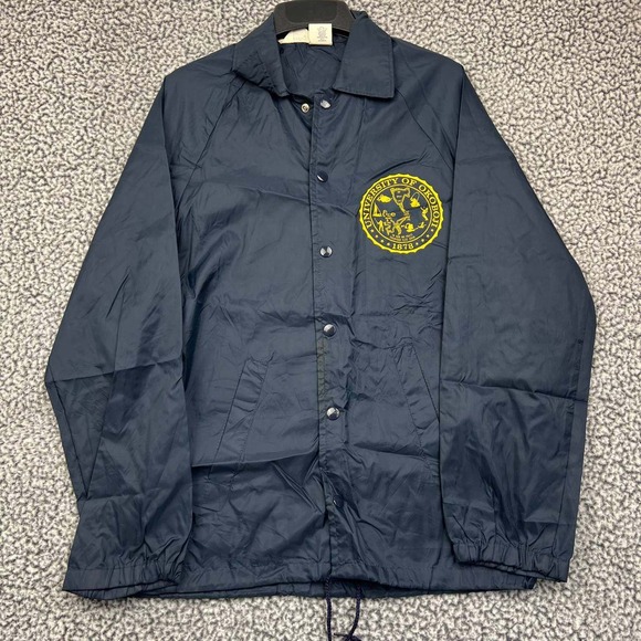 Vintage Okoboji Windbreaker Jacket Men Small Blue Collegiate Pacific Snap S - Picture 2 of 8